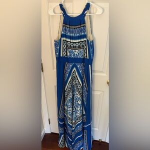 Eliza J -Scarf Print Blue and White Patterned Maxi Dress